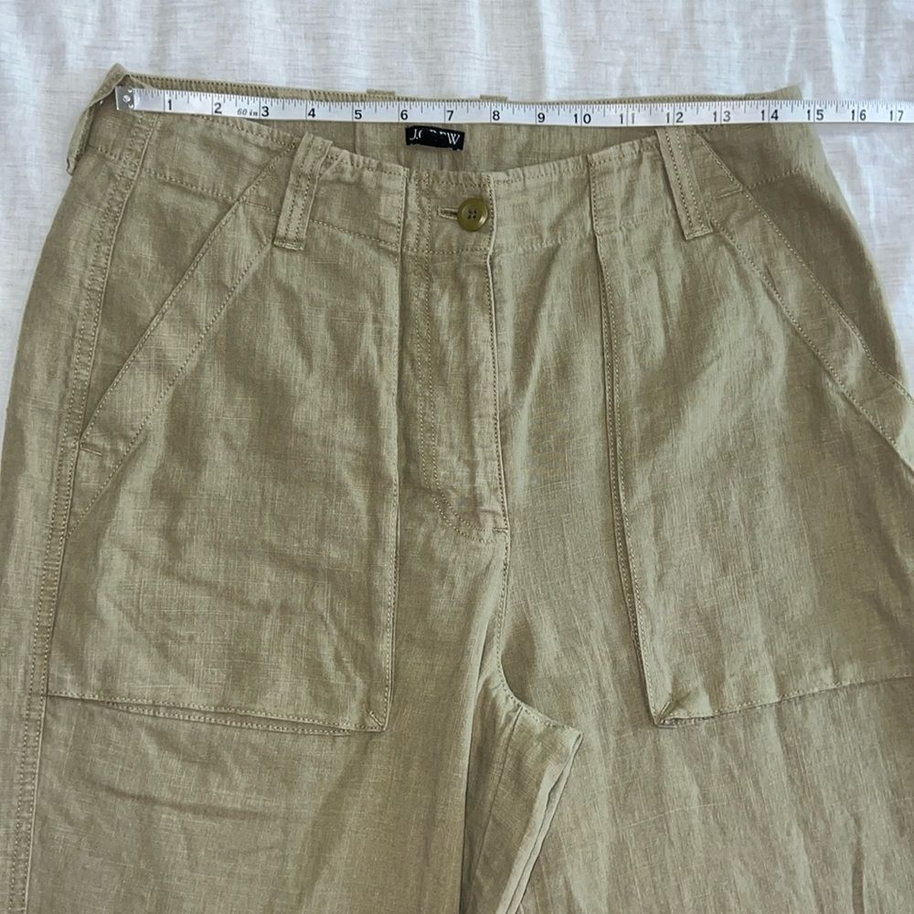 J. Crew Women's Linen Seaside Cargo Pant Straight Leg Utility Casual Size 6 Tall - Picture 7 of 11